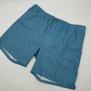 Peter Millar Seaside Collection Swim Shorts‎ Men's 2XL Blue Geo Print Drawstring